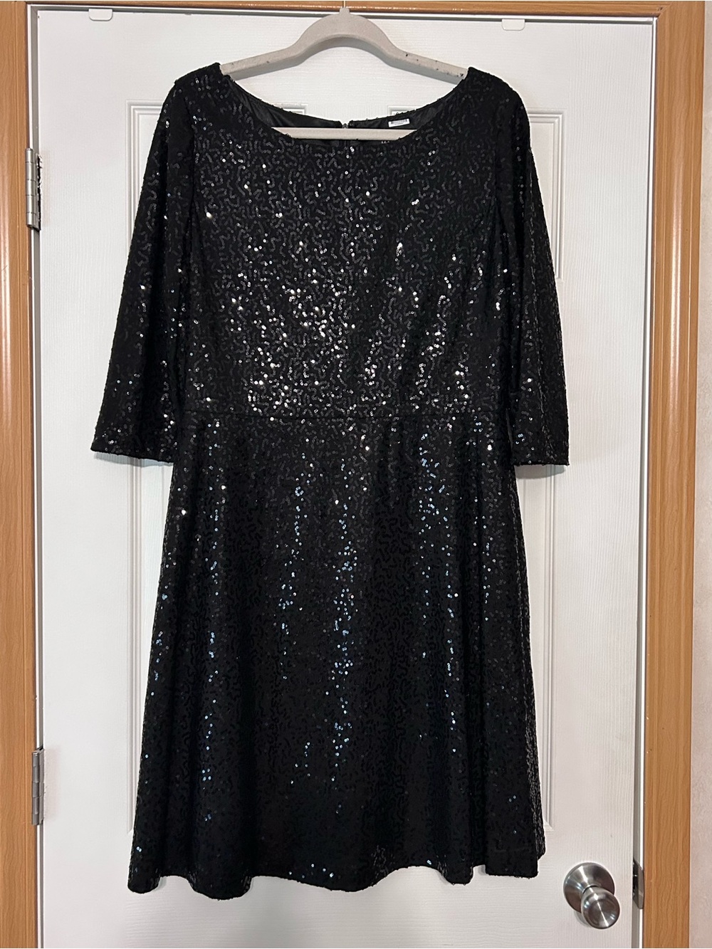 Alex Marie Black Sequin Long Sleeve Fit & Flare Dress